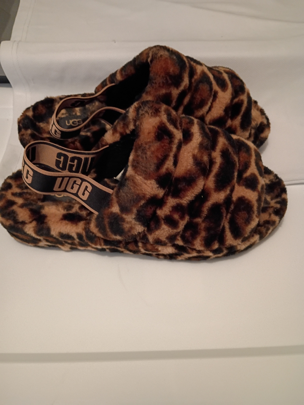 UGG Women Leopard-Print Plush Slide Slippers - Brown/Black